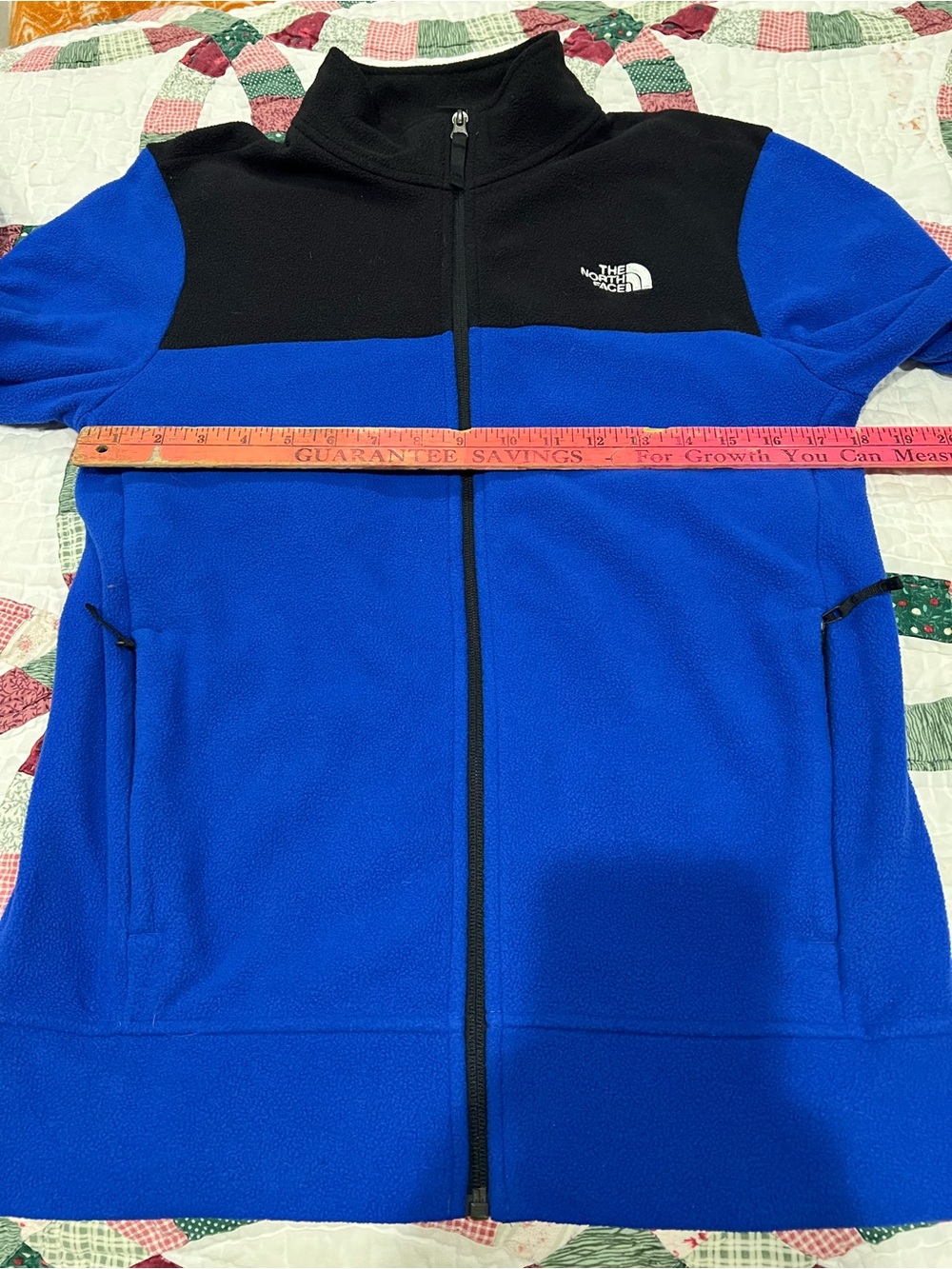 North Face PolarTec Full Zip Fleece Jacket Blue Circular Design Men’s Size Small - Picture 5 of 14